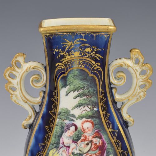 RARE CHELSEA PORCELAIN GOLD ANCHOR PERIOD BLUE GROUND VASE WATTEAU SCENES C17591768 - ADDITIONAL PHOTO 10