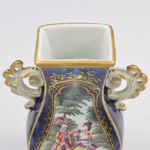 RARE CHELSEA PORCELAIN GOLD ANCHOR PERIOD BLUE GROUND VASE WATTEAU SCENES C17591768 - ADDITIONAL PHOTO 13