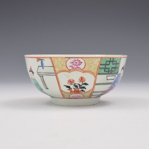 FIRST PERIOD DR WALL WORCESTER PORCELAIN GENTLEMEN'S MANDARIN SLOP BOWL CHINESE FIGURES C1770 - ADDITIONAL PHOTO 1