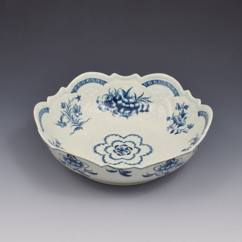 FIRST PERIOD DR WALL WORCESTER PORCELAIN BLUE WHITE FLORAL JUNKET DISH C1770 - ADDITIONAL PHOTO 2