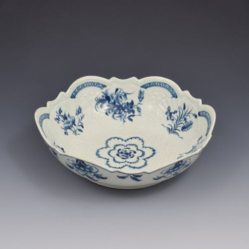 FIRST PERIOD DR WALL WORCESTER PORCELAIN BLUE WHITE FLORAL JUNKET DISH C1770 - ADDITIONAL PHOTO 3
