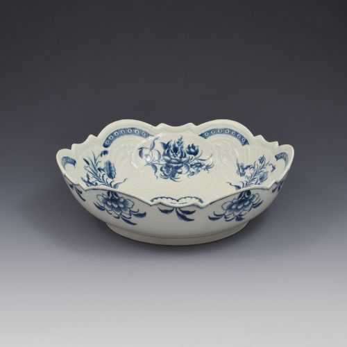 FIRST PERIOD DR WALL WORCESTER PORCELAIN BLUE WHITE FLORAL JUNKET DISH C1770 - ADDITIONAL PHOTO 4