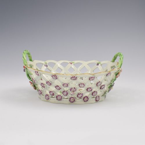 STUNNING FIRST PERIOD DR WALL WORCESTER PORCELAIN POLYCHROME CHESTNUT BASKET C1770 - ADDITIONAL PHOTO 4