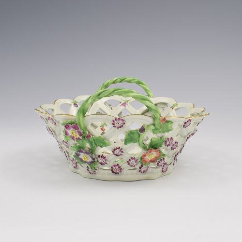 STUNNING FIRST PERIOD DR WALL WORCESTER PORCELAIN POLYCHROME CHESTNUT BASKET C1770 - ADDITIONAL PHOTO 5