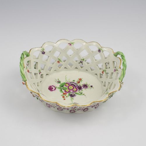 STUNNING FIRST PERIOD DR WALL WORCESTER PORCELAIN POLYCHROME CHESTNUT BASKET C1770 - ADDITIONAL PHOTO 8
