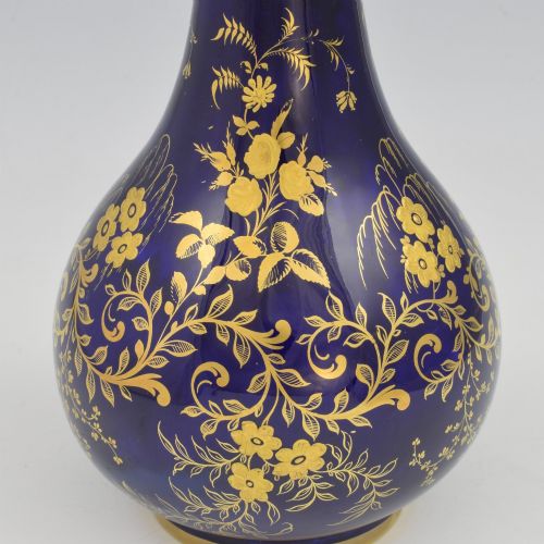 STUNNING DERBY PORCELAIN BOTTLE VASE COVER SVRES STYLE GILT ON BLUE C1835 - ADDITIONAL PHOTO 7