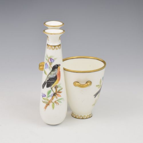 GORGEOUS VICTORIAN ROYAL WORCESTER ORNITHOLOGICAL TRIPLE VASE JOHN HOPEWELL C1875 - ADDITIONAL PHOTO 4