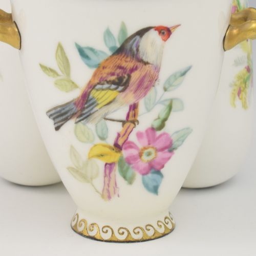 GORGEOUS VICTORIAN ROYAL WORCESTER ORNITHOLOGICAL TRIPLE VASE JOHN HOPEWELL C1875 - ADDITIONAL PHOTO 6