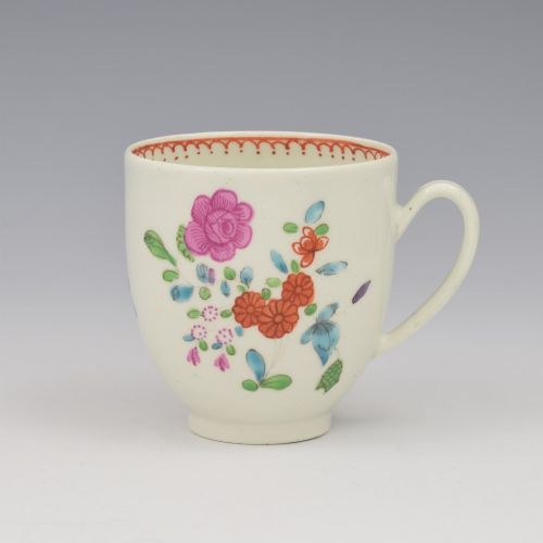 LOVELY DR WALL FIRST PERIOD WORCESTER PORCELAIN POLYCHROME FLORAL COFFEE CUP C1770