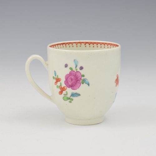 LOVELY DR WALL FIRST PERIOD WORCESTER PORCELAIN POLYCHROME FLORAL COFFEE CUP C1770 - ADDITIONAL PHOTO 2