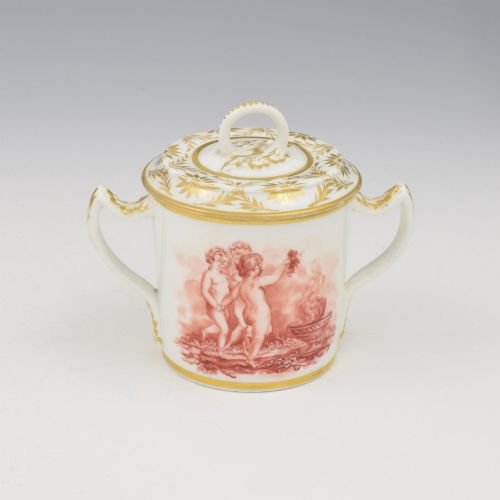 STUNNING REGENCY BLOOR DERBY PORCELAIN CHOCOLATE CUP COVER SEPIA PUTTI C1825