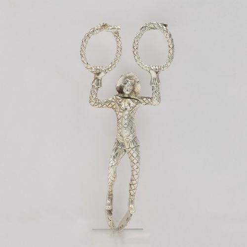 Rare George IV English Novelty Silver Harlequin Monkey Sugar Tongs C.1830 Dee & Fargus