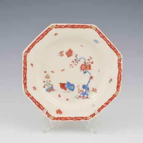 Fabulous Bow Porcelain Octagonal Plate Kakiemon Two Quail / Partridge Pattern C.1755