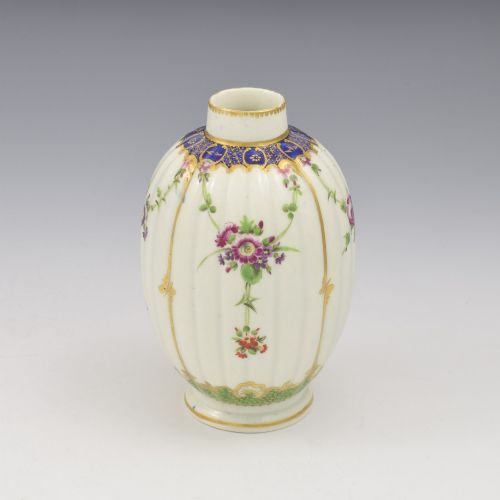 Stunning Dr Wall / First Period Worcester Sèvres Style Fluted Porcelain Tea Canister C.1780