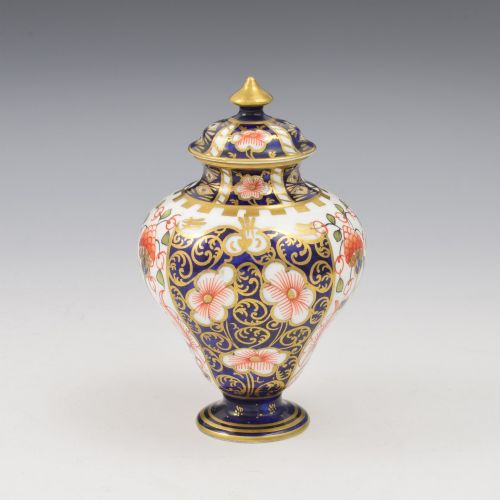 Fabulous Antique Royal Crown Derby Miniature Porcelain Vase & Cover Patt. 6299 Imari Witches