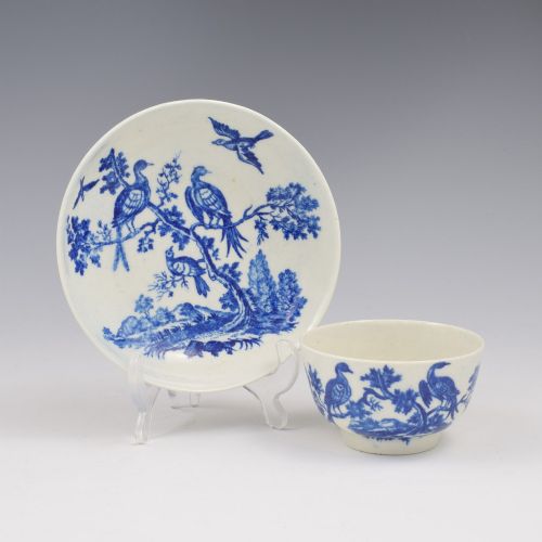 Dr Wall / First Period Worcester Porcelain Birds in Branches Tea Bowl & Saucer