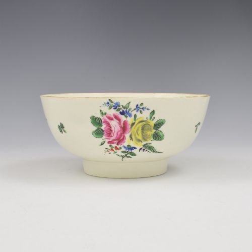 Large Dr Wall / First Period Worcester Porcelain Floral Slop Bowl C.1760