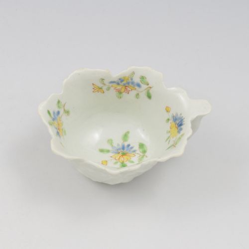 Rare Dr Wall / First Period Worcester Porcelain Polychrome Enamel Butter Boat C.1755