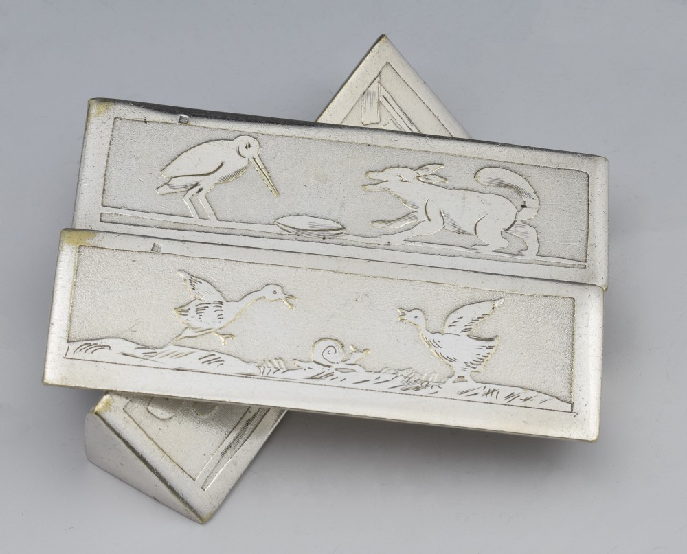 Set 12 French Silver Plated Art Deco Knife Rests Stephane Prudhomme Aesop's Fables View XI