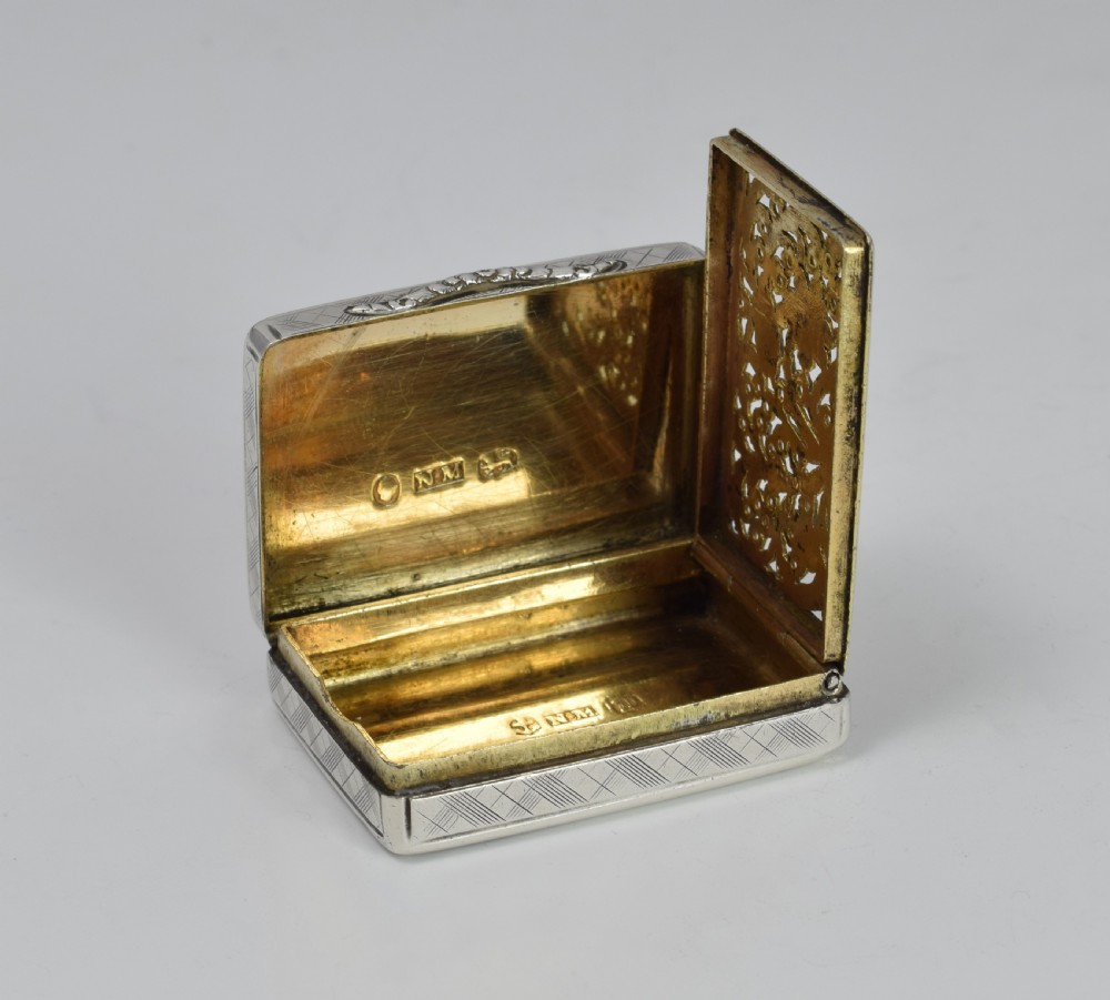 William IV Silver Vinaigrette Nathaniel Mills 1837 View XIV