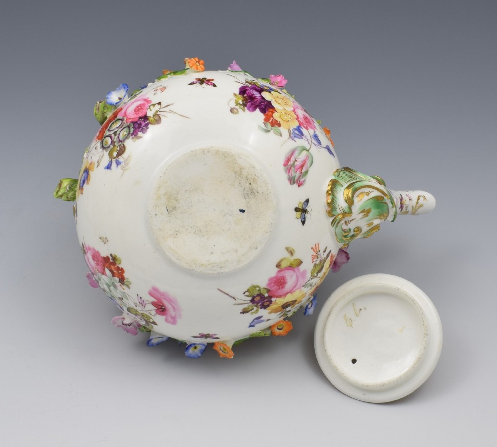 Rare Coalport Coalbrookdale Flower Encrusted Tea Kettle Teapot View XVIII