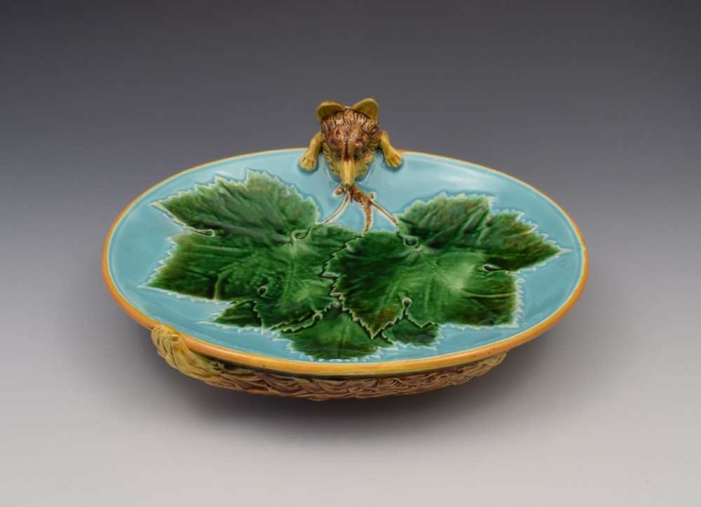 Victorian George Jones Majolica Fox Dish Tray