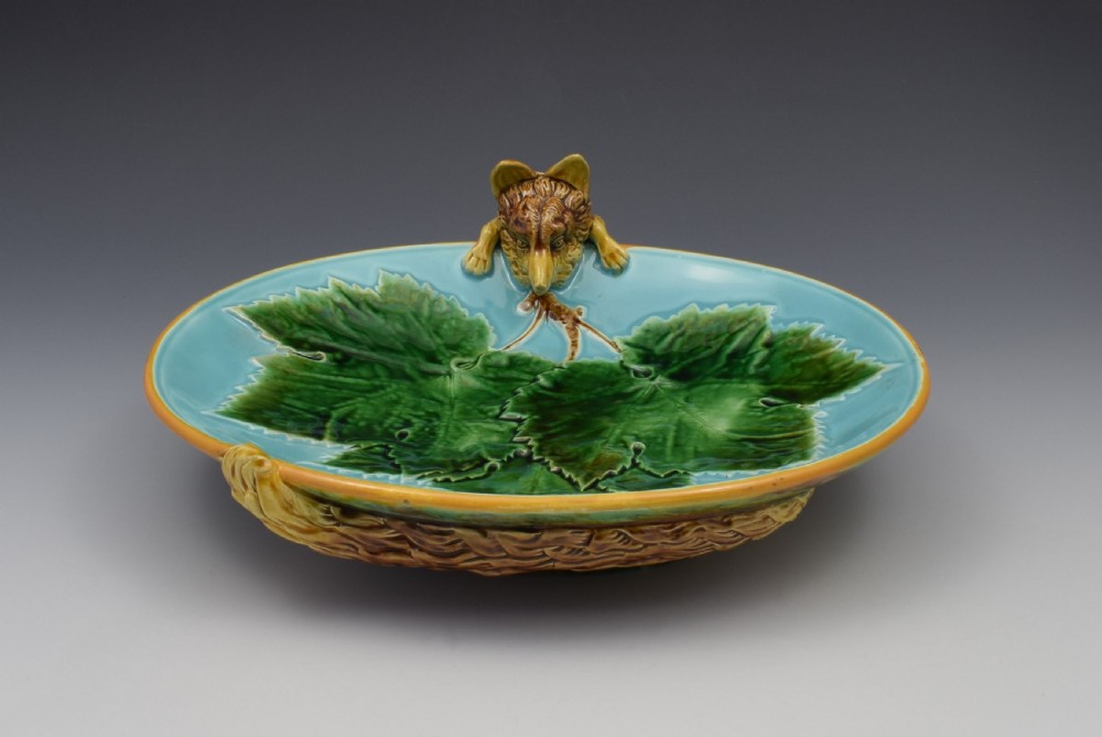 Victorian George Jones Majolica Fox Dish Tray View II