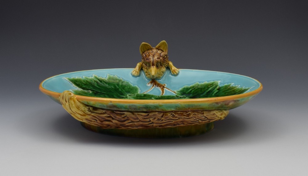 Victorian George Jones Majolica Fox Dish Tray View III