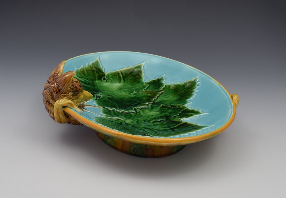 Victorian George Jones Majolica Fox Dish Tray View V