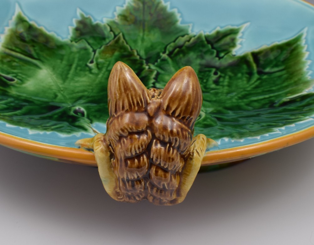 Victorian George Jones Majolica Fox Dish Tray View XII