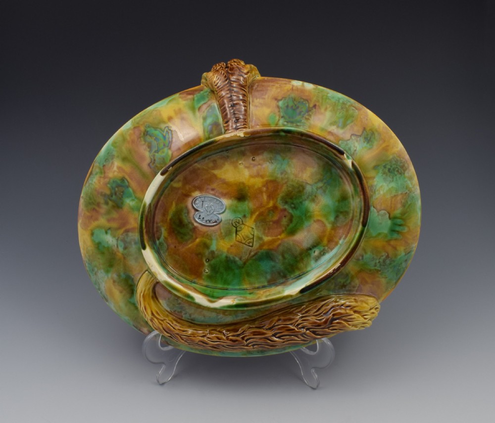 Victorian George Jones Majolica Fox Dish Tray View XIII