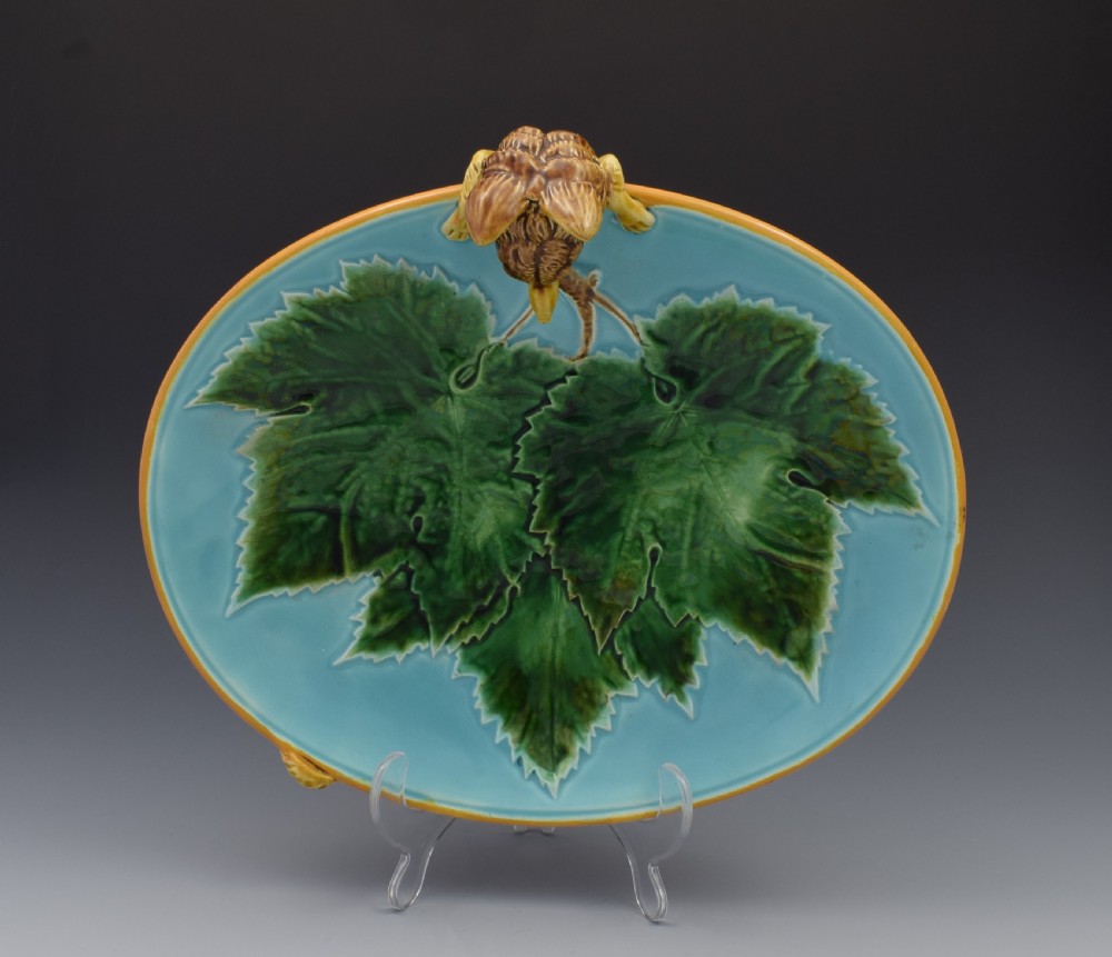 Victorian George Jones Majolica Fox Dish Tray View XV