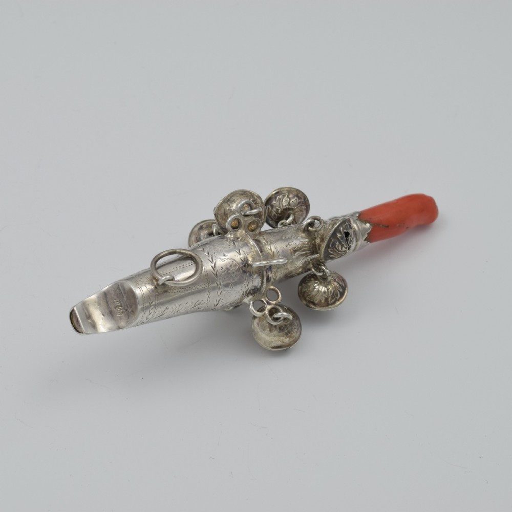 Georgian Silver & Red Coral Baby Rattle, Elizabeth Morley View VII