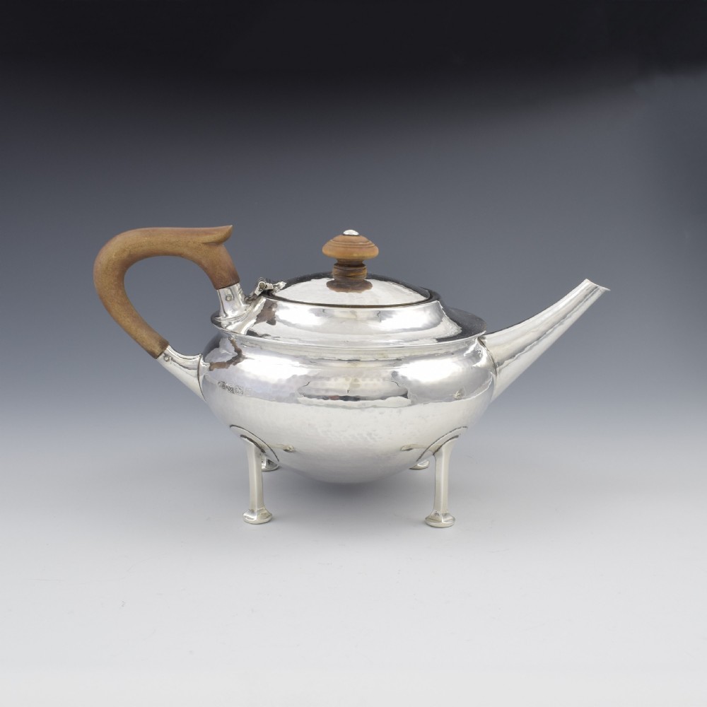 Stunning A. E. Jones Arts & Crafts Silver Tea Service (Albert Edward) View III