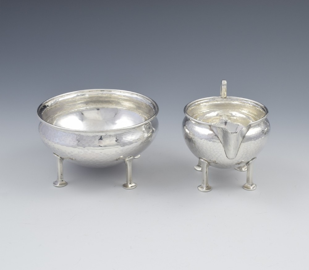 Stunning A. E. Jones Arts & Crafts Silver Tea Service (Albert Edward) View XV