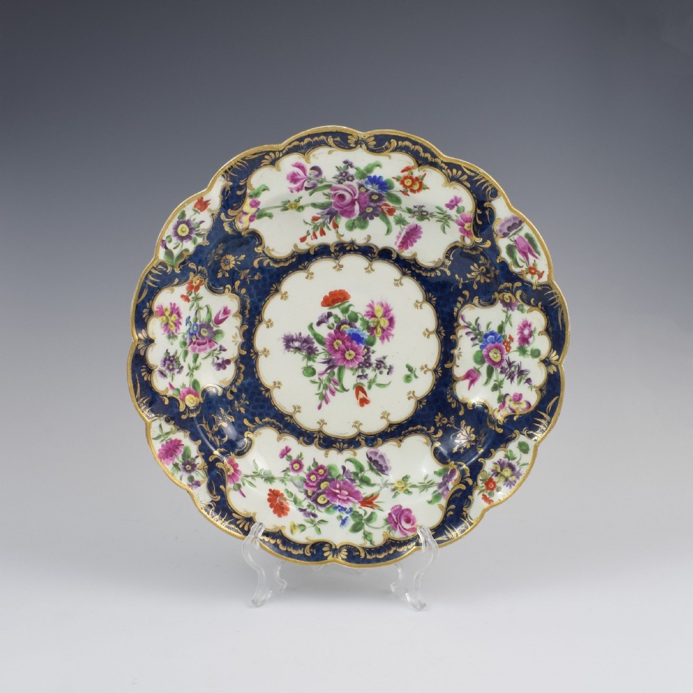 First Period Worcester Porcelain Blue Scale Junket Dish c.1770 View II