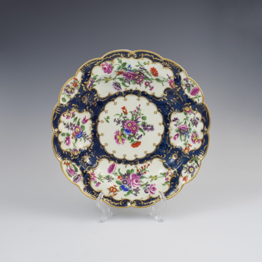 First Period Worcester Porcelain Blue Scale Junket Dish c.1770 View IV