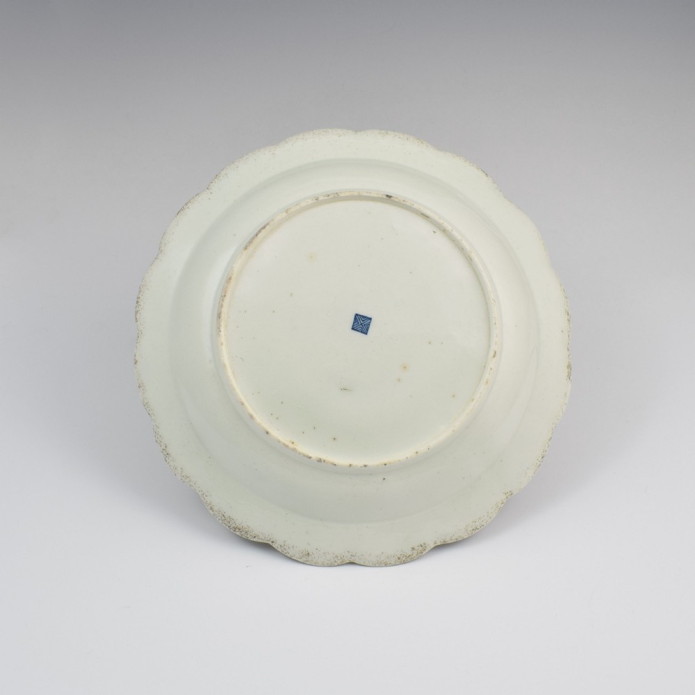First Period Worcester Porcelain Blue Scale Junket Dish c.1770 View VII