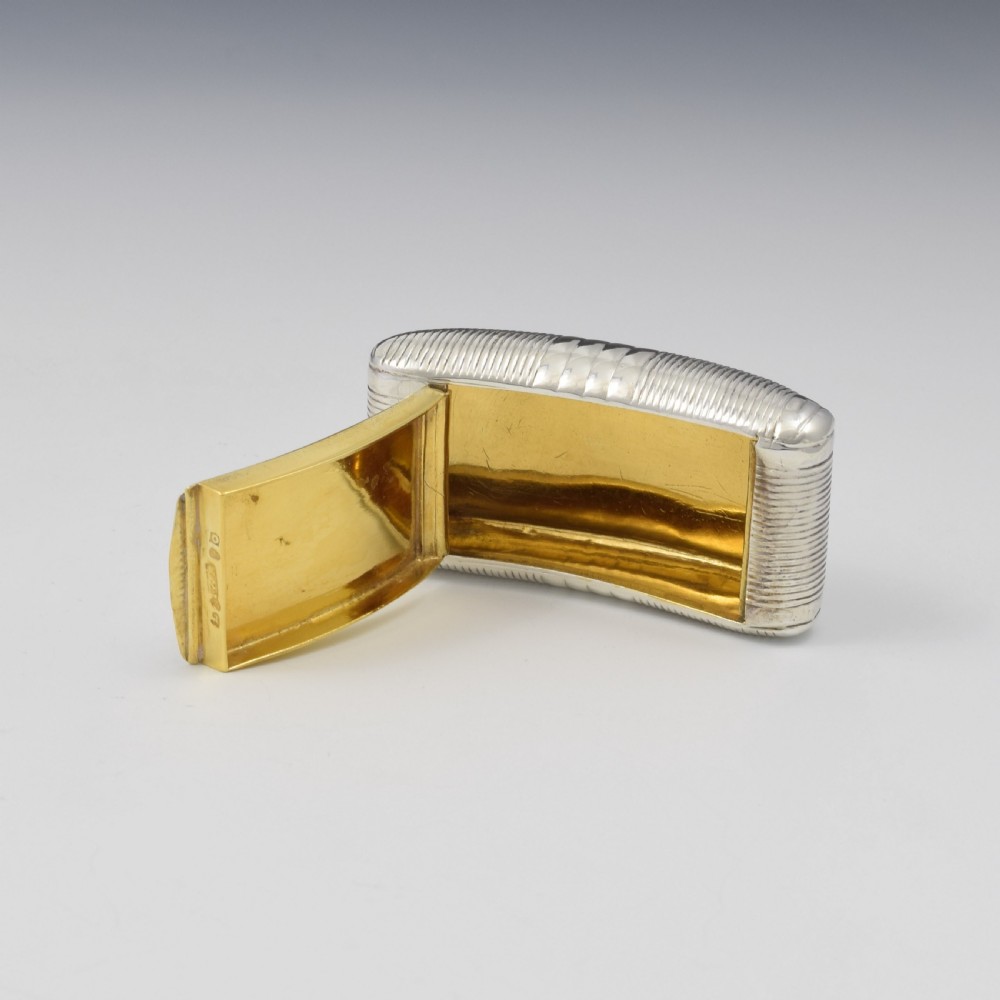 Fine Georgian Ribbed Silver Snuff Box  View VIII