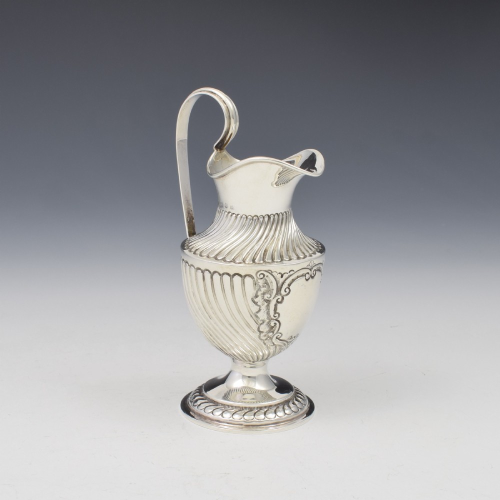 Pretty Victorian Spiral Fluted Silver Pedestal Milk / Cream Jug View II