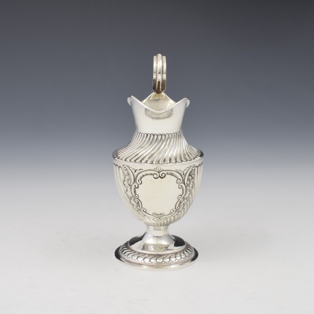 Pretty Victorian Spiral Fluted Silver Pedestal Milk / Cream Jug View III