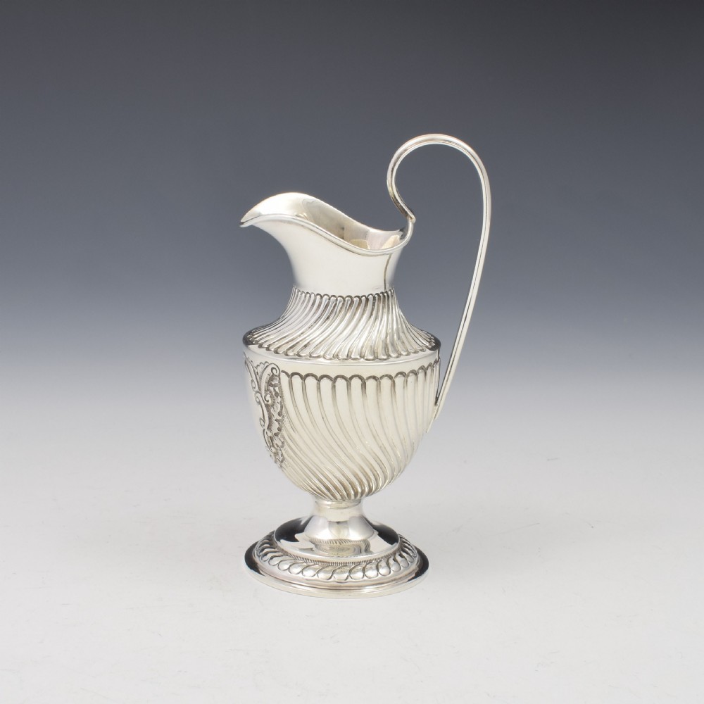 Pretty Victorian Spiral Fluted Silver Pedestal Milk / Cream Jug View V