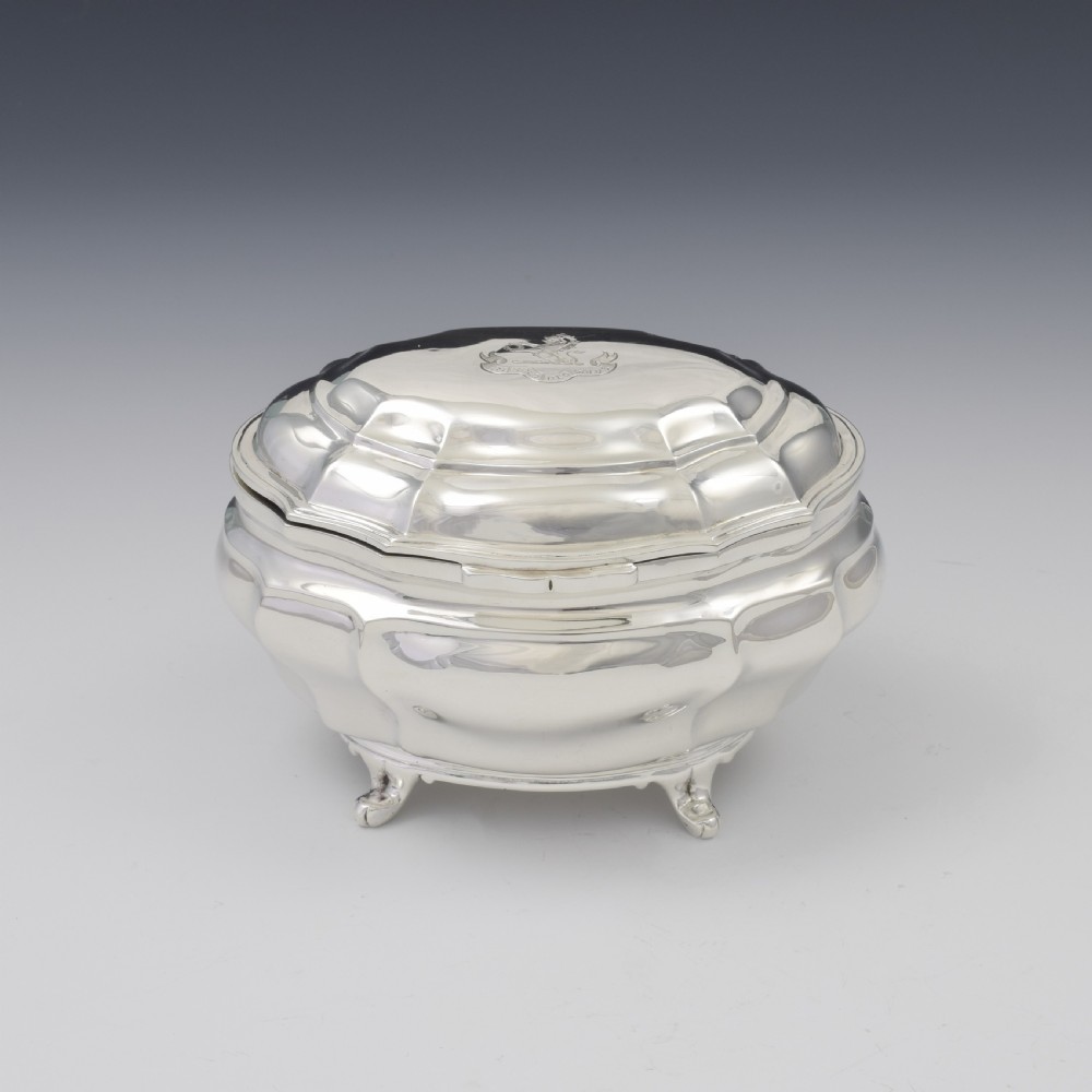 Fine George V Silver Bombe Shape Sugar Box / Tea Caddy 