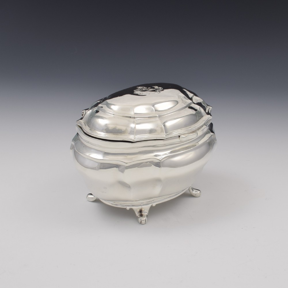 Fine George V Silver Bombe Shape Sugar Box / Tea Caddy  View III