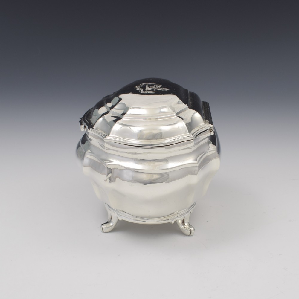 Fine George V Silver Bombe Shape Sugar Box / Tea Caddy  View VI