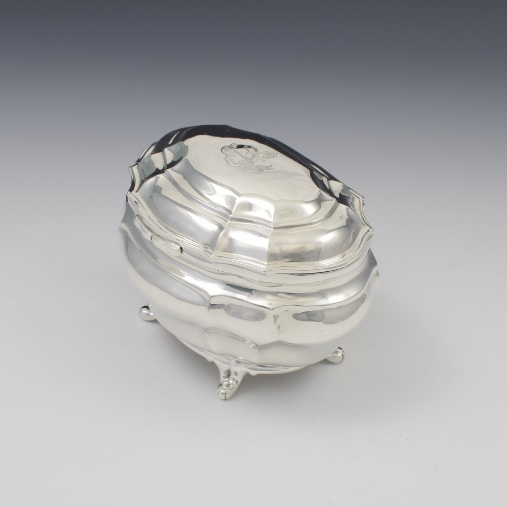 Fine George V Silver Bombe Shape Sugar Box / Tea Caddy  View VIII