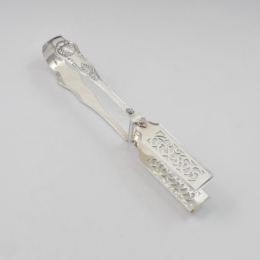 Early Victorian Silver King's Pattern Asparagus Servers / Tongs  View II