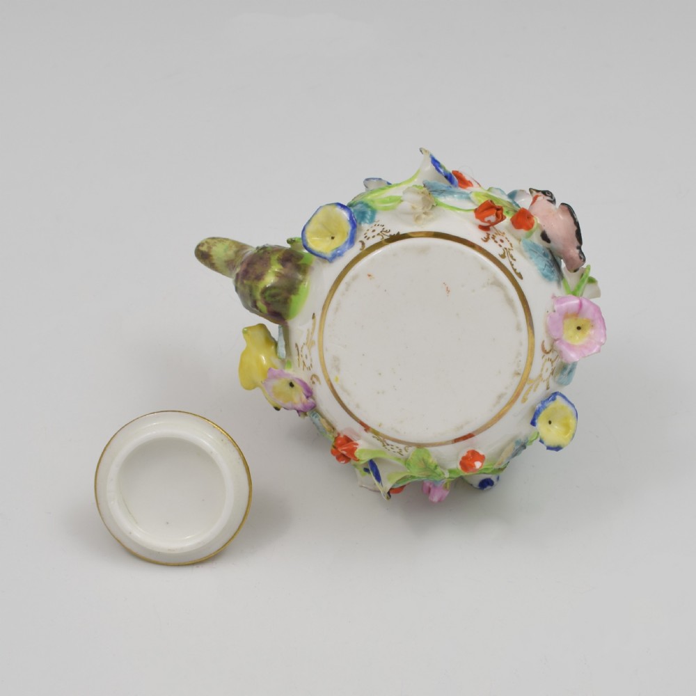 Rare Spode Porcelain Miniature / Toy Flower Encrusted Tea Kettle c.1825 View XVIII