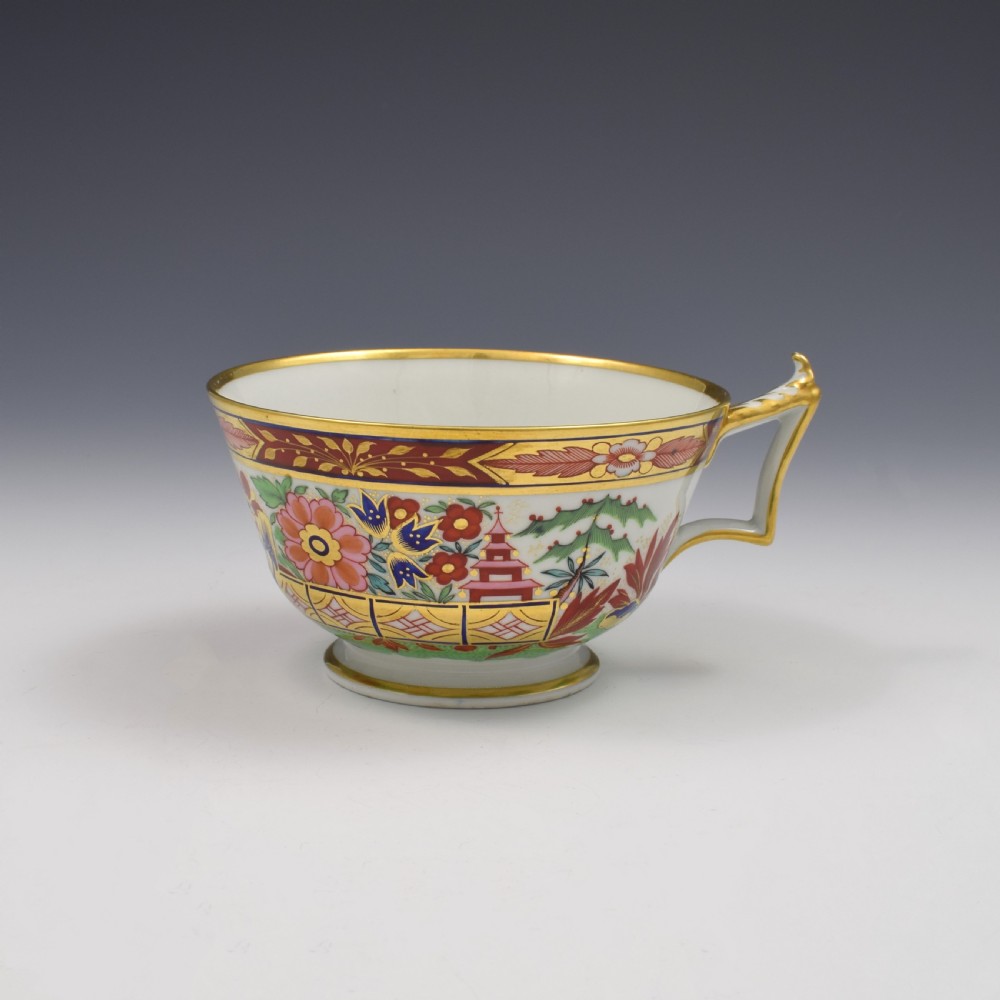 Flight Barr & Barr Worcester Porcelain Japan Chocolate Cup & Saucer c.1815 View III