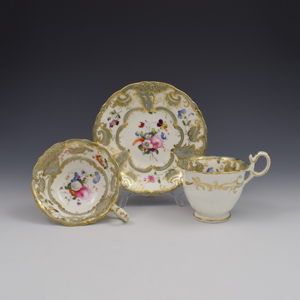 Coalport Porcelain Adelaide Tea & Coffee Cup & Saucer Trio Pattern 2/813 c.1832